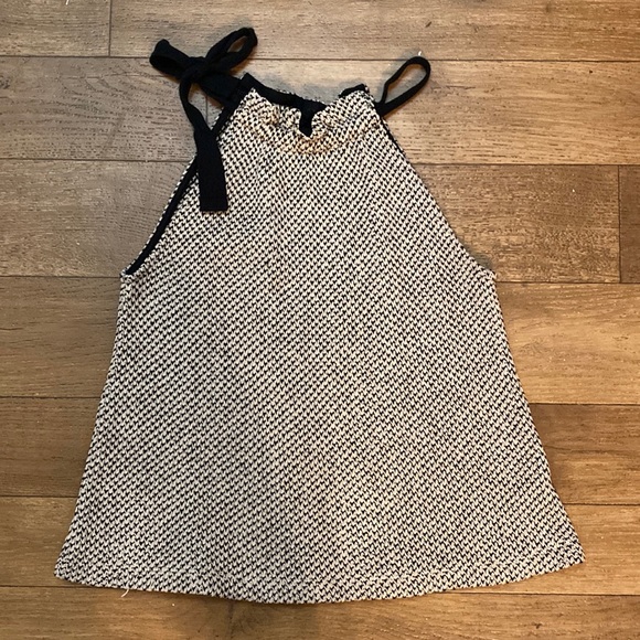 Madewell XXS Cream and Black Knit Halter Top with Shoulder Tie - Picture 2 of 4